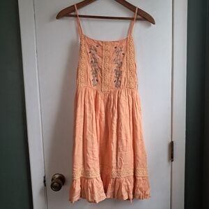 Bila 77 Orange Floral Embroidered Dress
